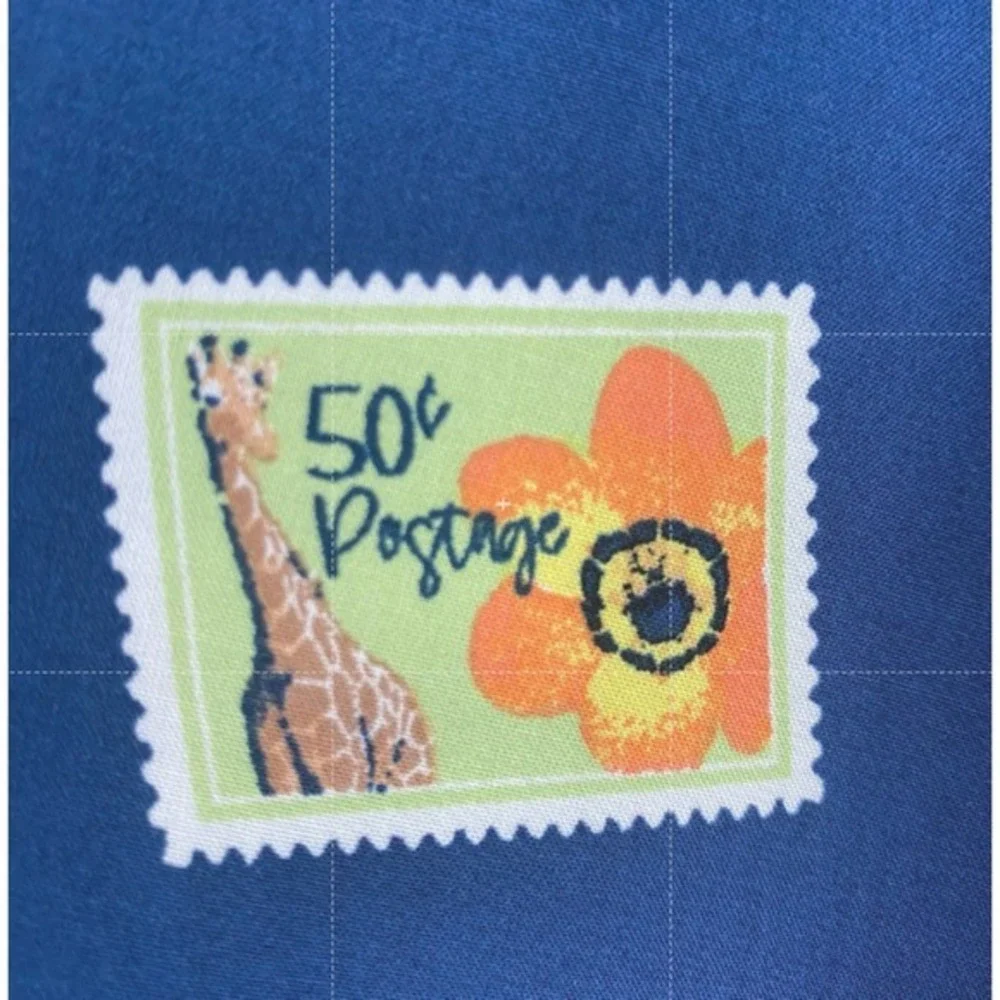 Jane + Delancey Tropical Flamingo Postage Stamp Shirt Women 3X Blue Resortwear - Picture 6 of 8